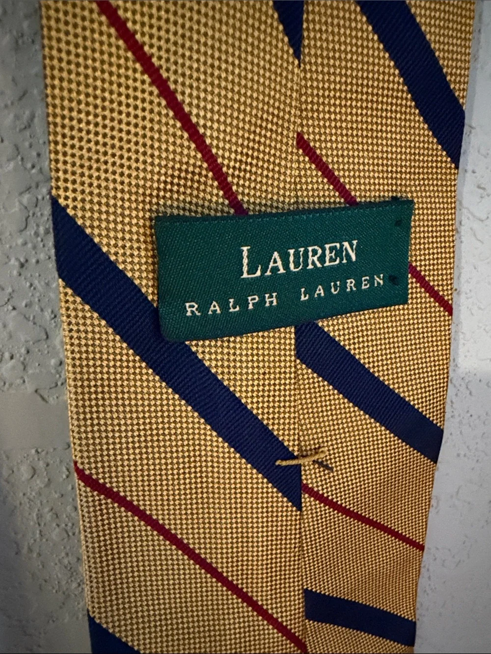 Vintage Lauren By Ralph Lauren 100% Silk Repp Tie Hand Made In USA